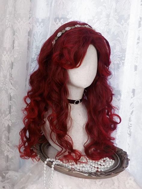 Dive into the enchanting world of The Little Mermaid with our Ariel-Inspired Voluminous Wig. Designed to capture the essence of Ariel’s iconic look, this wig boasts a full, voluminous back that maintains its shape without flattening. The expertly crafted middle-parted curly bangs gracefully drape over the cheekbones, offering a face-slimming effect that enhances your natural beauty. Perfect for cosplay, themed parties, or adding a touch of magic to your everyday style, this wig is a must-have fo Rose In Hair, Ariel Inspired Hair, Ariel Hairstyle, Red Hair Wig, Wavy Red Hair, Red Mermaid Hair, Red Wig, Ariel Wig Styling, Mermaid Hairstyles