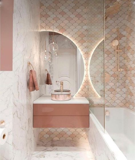 Washroom Design, Bathroom Design Inspiration, Bathroom Design Decor, Bathroom Inspiration Decor, Girls Bathroom, Modern Bathroom Decor, Pink Bathroom, House Bathroom, Beautiful Bathrooms