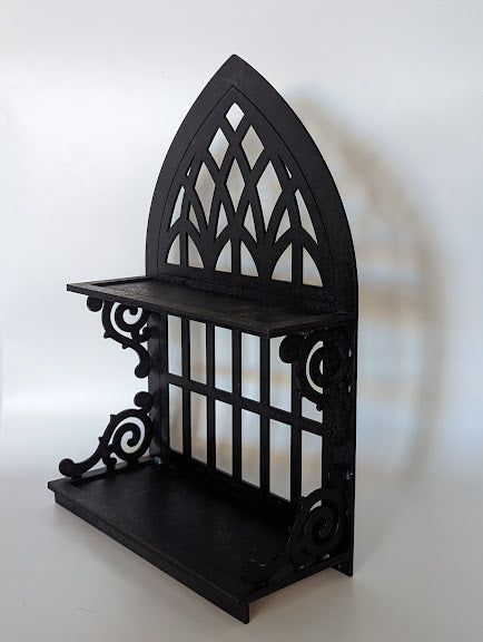 Making the perfect display piece for your house just got simpler! Create your own cathedral window tiered tray with this DIY KIT. Everything you need to make a stunning home décor piece is included, so you can show off your crafty side in style! Who said decorating had to be hard? Pieces are made out of MDF and comes UNASSEMBLED and UNPAINTED. You will need to put it together. GLUE not included. I recommend DAP Rapid Fuse or Gorilla glue. I will have a video tutorial and instructions to guide yo Gothic Diy Crafts, Diy Victorian Decor, Witchy Bathroom Decor, Goth Houses, Gothic Decor Bedroom, Cathedral Window, Tiered Tray Diy, Cathedral Windows, Dark Home Decor