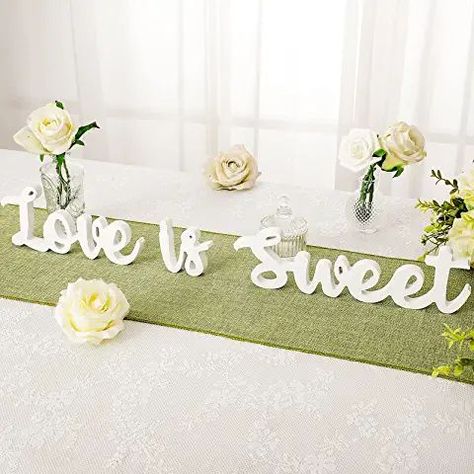 Love Is Sweet Table Decor Hollow Love Sign Wooden Love Is Sweet Sign for Dessert Table Freestanding Love Wood Sign Love Is Sweet Signs Wooden Letter Love Table Top for Wedding Shelf (White) Amazon Wedding Decor, Love Is Sweet Sign, Love Wood Sign, Wedding Party Table Decorations, Valentinstag Party, Tafel Decor, Dessert Table Decor, Wedding Party Table, Hari Valentine