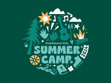 Summer Camp by brian hurst on Dribbble Summer Camp Tshirt Designs, Summer Camp Graphics, Summer Camp Logo Design, Camping Logo Design Ideas, Camping Graphic Design, Summer Camp Logo, Summer Camp Design, Outdoor Graphic Design, 90s Camp