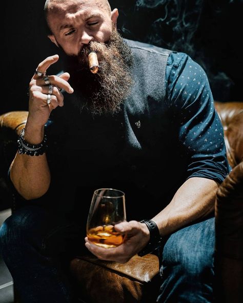 G O X M A G on Instagram: “Good smoker, like a good lover, always takes his time with a cigar 🔥🌹♥️ . . #cigar #cigars #cigaraficionado #cigarlife #nub #cigarporn…” Cigars And Whiskey Men, Gentleman Photoshoot, Women Cigars, Male Photoshoot, Modelling Photography, Best Smoker, Rustic Stairs, Bald Men Style, Bald With Beard