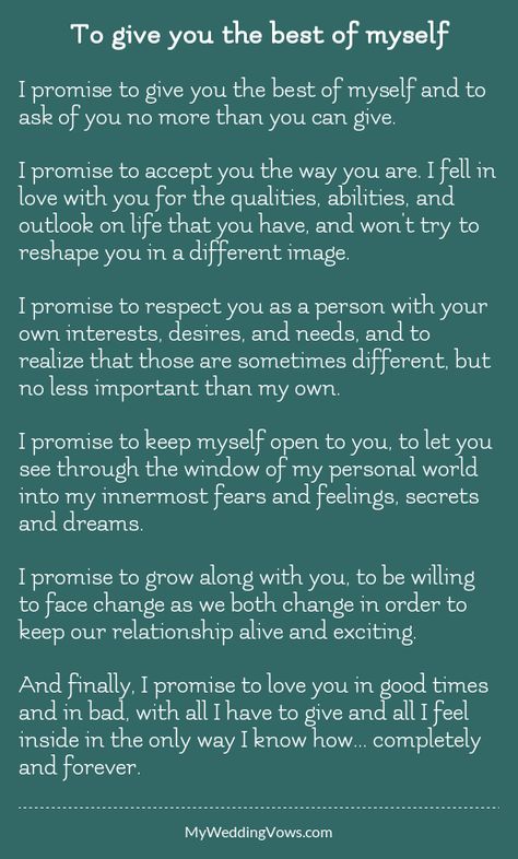 Vows To Husband, Vows Quotes, Best Wedding Vows, Traditional Wedding Vows, Order Of Wedding Ceremony, Wedding Vows To Husband, Wedding Poems, Soulmate Love Quotes, Marriage Vows