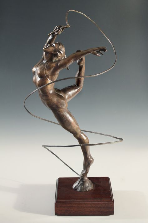 Balance Sculpture, Armature Sculpture, Dancing Sculpture, Sports Celebration, Ribbon Dancing, Ribbon Dancer, Dancer Sculpture, Rhythmic Gymnast, Anatomy Sculpture