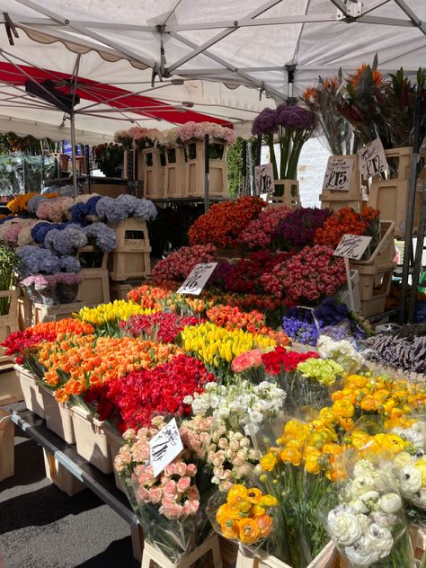 Sunny London flower market, lots of fresh bundles. Lots of bright bunches of tulips. Sunny London, London Aesthetic, London Spring, European Summer, Flower Market, London Travel, Sunnies, London, Flowers