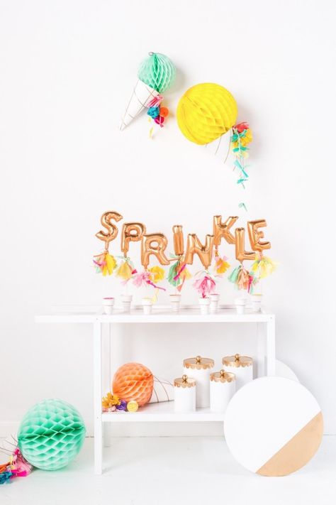 DIY ikea hack ice cream cart and sprinkle bar | sugarandcloth.com Diy Dessert Cart, Birthday Party Hacks, Bar Cart Hack, Ikea Bar Cart, Ikea Cart, Dessert Cart, Ikea Bar, Diy Dessert, Ice Cream Cart