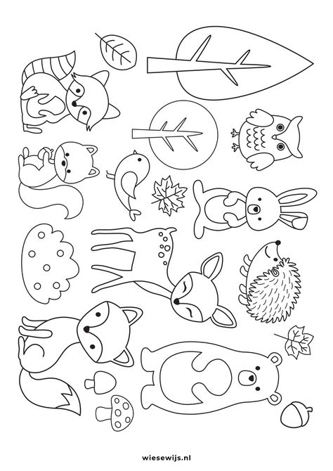 Woodland Coloring Pages, Animals Coloring Pages, Autumn Animals, Animals Coloring, Pola Sulam, Animal Coloring, Cute Coloring Pages, Animal Crafts, Animal Coloring Pages