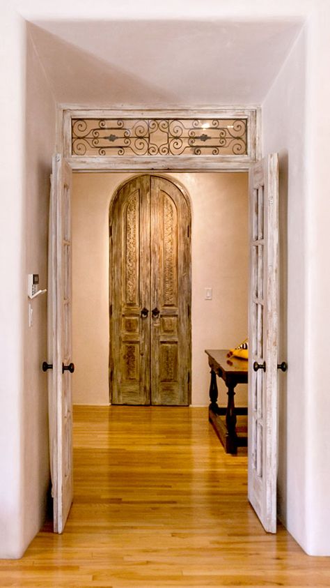 Arched Interior Doors - La Puerta Originals Arched Internal Doors, Arched French Doors Interior, Custom Front Entry Doors, French Doors With Transom, French Door Interior, Arched Interior Doors, Arched French Doors, Arched Interior, Mexican Doors