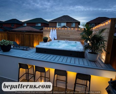 Easy Home Decor Crafts | Crazy Unique Ideas | Free Tutorials Swim Spa Deck, Swim Spa Landscaping, Outdoor Swim Spa, Spa Landscaping, Backyard Spa, Spa Oasis, Outdoor Hot Tub, Hot Tub Backyard, Hot Tub Garden