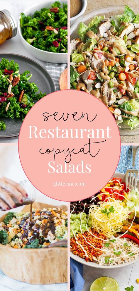 Craving restaurant salads at home? Try these best famous copycat recipes that bring restaurant style salads at home. With perfect dressing and fresh ingredients, enjoy homemade restaurant salads that taste just like your favorite restaurant copycat dishes. Satisfy your cravings with these delightful salads! Famous Salad Dressing Recipes, Restaurant Salads At Home, Salad Recipes Restaurants, Souper Salad Copycat Recipes, Restaurant Salads Recipes, Copycat Restaurant Salads, Just Salad Copycat, Pret A Manger Copycat Recipes, Salad And Go Copycat Recipes