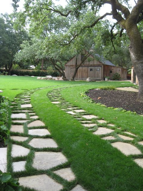 12 Driveway Ideas to Transform Your Home's Exterior • Insteading Backyard Grass Landscaping, Grass Driveway, Garden Design Pictures, No Grass Backyard, Stone Driveway, Landscaping With Boulders, Driveway Design, Driveway Landscaping, Farmhouse Landscaping