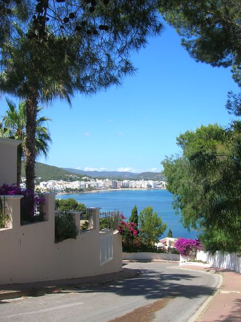 A view of Santa Eulalia bay from the hillside at Siesta Ibiza Santa Eulalia, Biab Nail Designs Summer, Biab Nails Almond, Holiday Hairstyles Summer, Holiday Biab Nails, Holiday Homework Cover Page, Holiday Almond Nails, Holiday Acrylics, Summer Holiday Activities