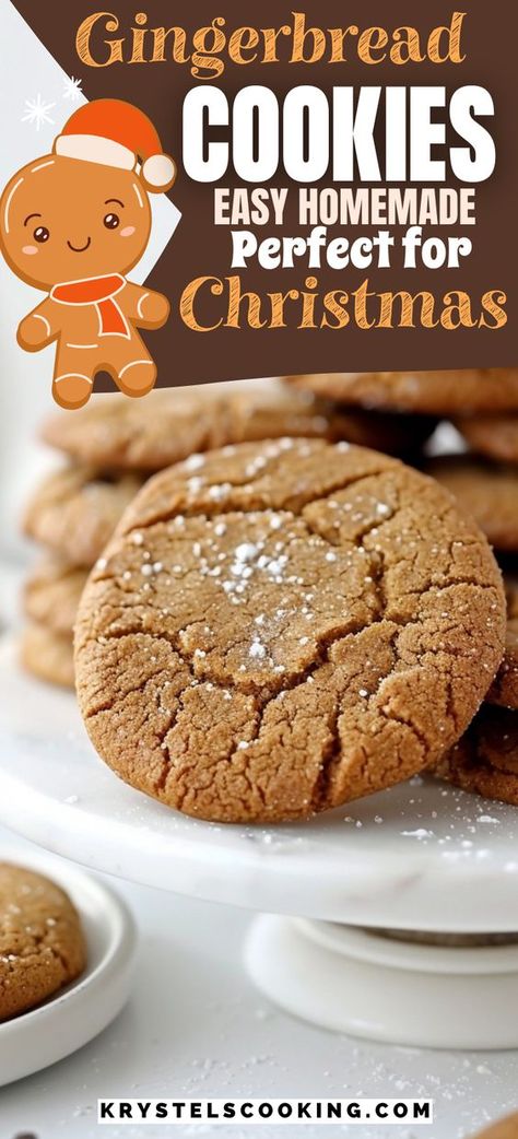 Chewy Gingerbread Cookie Recipe: Enjoy the best homemade gingerbread cookies with this simple and easy recipe. Perfectly chewy and delicious! Easy Moist Cookie Recipes, Gingerbread Cookies Molasses, Easy Gingerbread Cookie Recipes, Ginger Bread Cookies Easy Recipe, How To Make Ginger Bread Cookies Recipe, Good Easy Cookie Recipes, Homemade Ginger Cookies, Gingerbread Drop Cookies Recipe, Gingerbread Cookie Soft