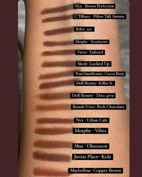 MISS EVELYN on Instagram: “Brown Lip Liners for WOC 🤎 SWIPE ( save for reference ) Posted this on my story and so many of you loved my recommendations so I’m…” Nyx Lip Liner Swatches, Best Lip Liners, Nyx Lip Liner, Best Drugstore Makeup, Makeup For Black Skin, Lip Liners, Lip Makeup Tutorial, Brown Skin Makeup, Makeup Help