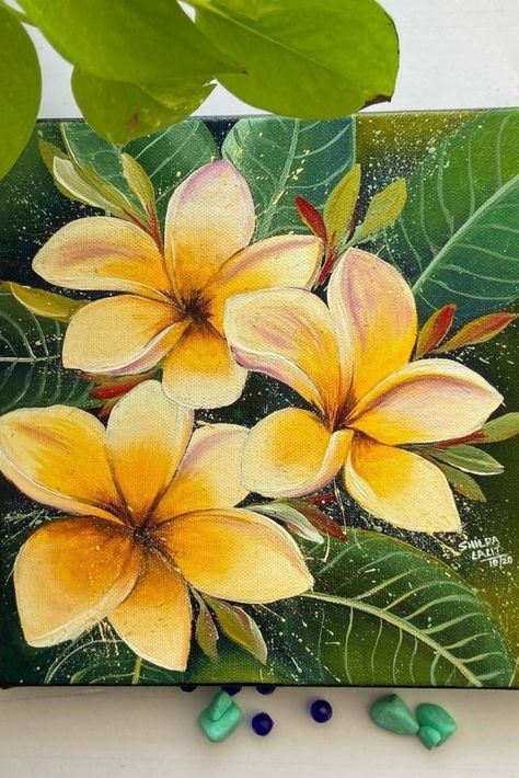 Flower Painting In Canvas, Different Flowers Painting, Modern Art For Beginners, Acrylic Painting On Large Canvas, Canvas Modern Painting, Easy Flower Oil Painting, Acrylic Easy Flower Painting, Painting Ideas Acrylic Beginner, Acrilyc Paintings Ideas Flowers