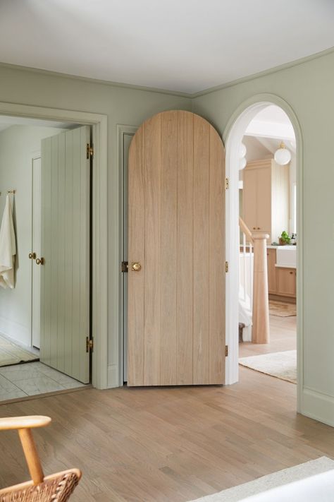 Welcome to a world where every entrance is a masterpiece of design and craftsmanship. @simpsondoorco meticulously crafted arched white oak doors beckon you with their timeless allure, blending seamlessly with any aesthetic. Mediterranean Front Door, White Oak Front Doors, White Oak Doors, Round Doorway, Small French Doors, Mediterranean Doors, Arched Interior Doors, Modern Mediterranean Home, Arched Front Door