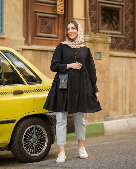 Short frock Short Frock Fashion, Modest Casual Outfits, Short Frock, Womens Trendy Dresses, Pakistani Fashion Casual, Iranian Women Fashion, Stylish Short Dresses, Hijabi Fashion Casual, Modesty Fashion