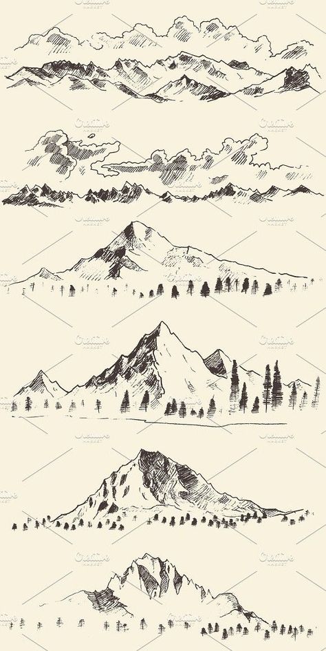 Natur Drawing Ideas, How To Draw Landscape, How To Draw Nature, How To Draw Mountains, Landscape Drawing Ideas, Landscape Drawing Tutorial, Mountain Sketch, Map Making, Mountain Drawing