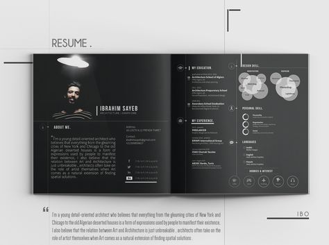 This portfolio is a compilation of different design projects completed at the Architecture and Urban Design Polytechnic National School of Algiers. The work presented is of great variety, ranging from large scale project to the detail of a bedroom’s inter&#8230; Architectural Cv, Architecture Resume, Cv Layout, Architect Portfolio Design, Sketchbook Architecture, Architecture Portfolio Template, Interior Design Portfolio Layout, Architecture Jobs, Architecture Portfolio Layout