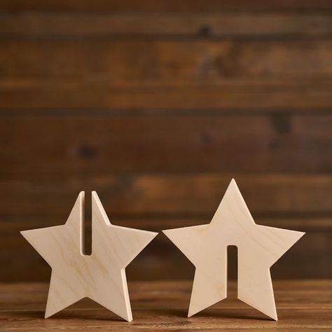 Slotted Stars - Set of 3 – Unfinished Wood Co Rustic Eclectic, Wood Working Projects, Christmas Diy Wood, Wood Art Diy, Scrap Wood Crafts, Wooden Christmas Crafts, Wooden Carving, Laser Cut Wood Crafts, Diy Wooden Projects