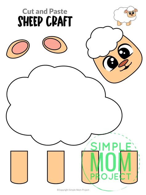 Printable Crafts For Preschoolers, Build A Cow Printable, Printable Sheep Craft, Cow Template Free Printable Farm Animals, Farm Animals Template, Sheep Crafts For Toddlers, Sheep Crafts Preschool, Sheep Craft Template, Farm Animal Crafts For Preschoolers