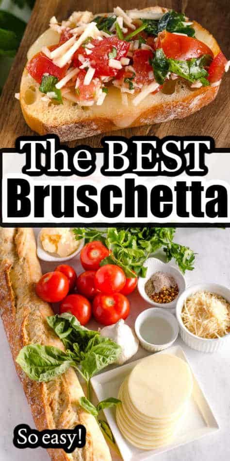 This bruschetta recipe is my favorite of all-time. I make it anytime I have guests come over too and they love it. Bruschetta Brie Appetizer, How To Make Bruschetta Bread, Italian Brushetta Appetizers, Brusetta Appetizer With Cheese, Easy Bruschetta Appetizers, Fresh Bruschetta Recipe, Homemade Bruschetta Recipes, Caprese Bruschetta Recipe, Bruchetta Recipe Bruschetta