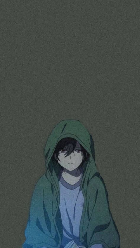 Greyish Background, Anime Green, Anime Illustration, Boy Anime, Green, Anime