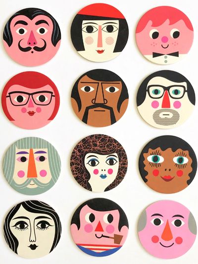 print & pattern: HOMEWARES - ingela p arrhenius / omm Different Faces, Mid Century Illustration, Tanah Liat, Pottery Painting, Print Pattern, Clay Art, Kids Design, Clay Crafts, Character Illustration