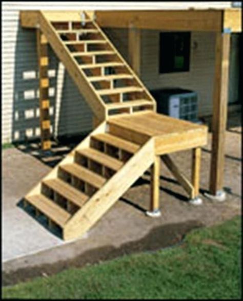 Deck Stairs Landing, Post Anchors, Railings Stairs, Deck Staircase, Garage Stairs, Open Stairs, Deck Steps, Building Stairs, Stairs Ideas