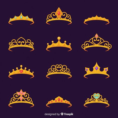 Flat princess tiara collectio | Free Vector #Freepik #freevector #freewoman #freecrown #freegirl #freecute Tiara Drawing Reference, Tiara Sketch, Tiara Drawing, Disney Crown, Crown Illustration, Crown Drawing, Crown Art, Jewelry Design Drawing, Princess Drawings