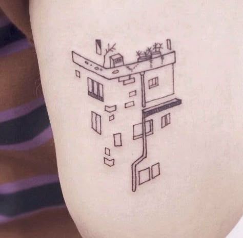 House Tattoo, Disney Tattoo, E Tattoo, Home Tattoo, Makeup Tattoos, Aesthetic Tattoo, White Tattoo, Hip Tattoo, Dope Tattoos