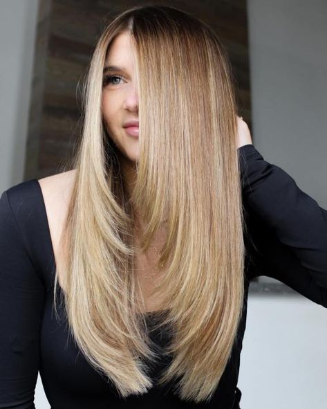 Long Straight Hair with Face-Framing Layers Layered Haircuts Straight Hair, Layered Haircuts Straight, Layered Thick Hair, Face Framing Hair, Layered Haircuts For Women, Straight Layered Hair, Layered Curly Hair, Summer Blonde, Straight Hair Cuts