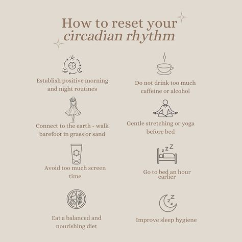 Feeling out of balance? 🌞 Here’s how to reset your circadian rhythm and restore harmony to your days: 🌞 Morning Sunlight: Get sunlight within 15 minutes of waking to regulate your body’s clock (don’t look directly at the sun). 🛌 Sleep Earlier: Go to bed an hour earlier to align with your natural sleep cycle. 🌿 Daytime Movement: Stay active during the day, especially outdoors, for better energy and sleep. 🧘 Evening Stretching: Gentle stretching or yoga before bed helps relax your body and... Reset Circadian Rhythm, Fixing Sleep Schedule, How To Fix Sleep Schedule, How To Get Out Of Bed, Yoga Before Bed, Morning Sunlight, Sleep Early, Sleep Cycle, Sleep Schedule