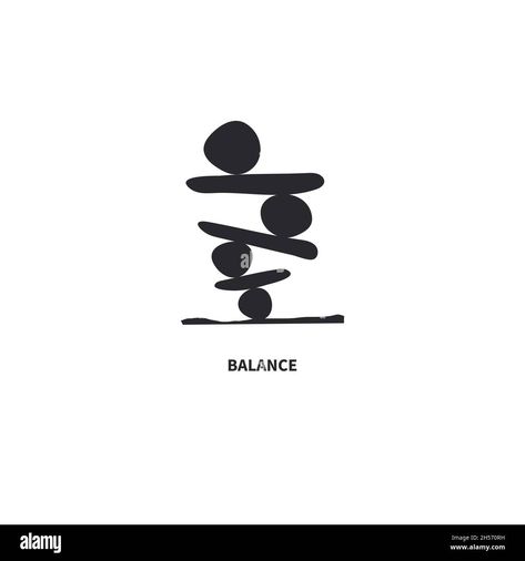 Download this stock vector: Balance logo. Pebble icon. Harmony symbol. Stack of stones isolated on white background. Buddhism sign. Vector illustration - 2H570RH from Alamy's library of millions of high resolution stock photos, illustrations and vectors. Balance Illustration, Balance Symbol, Harmony Symbol, Balance Tattoo, Stone Tattoo, Buddhism Symbols, Balance Logo, Balanced Rock, Rock Tattoo