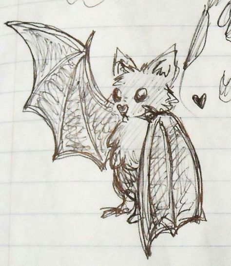 Bat Tutorial Drawing, Flying Fox Bat Drawing, Kawaii Bat Drawing, Folded Bat Wings Reference, Gothic Things To Draw Easy, Bat Pfp Drawing, Cute Bat Sketch, Realistic Bat Drawing, Bat Wings Drawing Reference