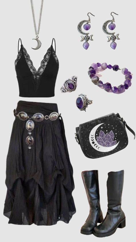 Estilo Hippie, Hippie Style Clothing, Witch Outfit, Alt Fashion, Grunge Goth, Swaggy Outfits, Gothic Outfits, Hippie Outfits, Goth Outfits