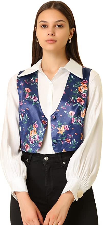 Womens Suit Vest, Floral Vests, Vintage Floral Pattern, Cropped Vest, Vest Pattern, Casual Vest, Vest Fashion, Blue Outfit, Dressy Casual