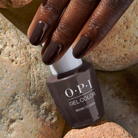 Opi Brown Gel Polish, Opi Brown Nail Polish Shades, Opi Gel Polish Colors Fall 2023, Opi Gel Polish Colors Fall, Opi Brown To Earth, Opi Brown Nail Polish, Opi Fall 2023 Collection, Brown Nail Colors, Fall Nails Black Women