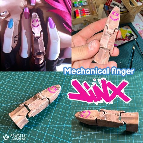 Model by Geck/Cults @spearmastercosplay Resin Print and paint by me :3 #arcane #jinx #arcanejinx #arcaneleagueoflegends #jinxfinger #arcanecosplay #arcaneseason2 Jinx Physique Workout, Jinx Metal Finger, Jinx Arcane Monkey, Jinx Crafts, Arcane Craft Ideas, Arcane Diy Crafts, Arcane Models, Jinx Arcane Costume, Arcane Jinx Cosplay