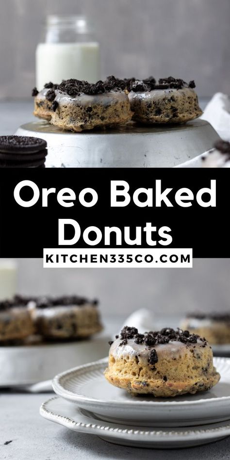 Fluffy donuts packed with Oreo cookies. These donuts are simple and delicious! Cream Donut Recipe, Best Donut Recipe, Baked Donut Recipe, Oreo Donuts, Mini Bundt Cakes Recipes, Sandwich Cream, Oreo Stuffed Chocolate Chip Cookies, Baked Donut, Doughnut Pan