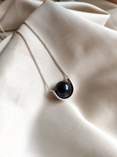 Silver Pendant Necklace Minimalist, Modern Silver Chain Necklace, Gem Stone Pendant, Fidget Necklace, Black Tourmaline Necklace, Marble Rings, Crystal Stone Jewelry, Empath Protection, Marble Jewelry