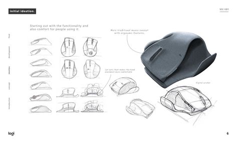 Logitech’s spaceship-like mouse concept is designed to save your wrist Mouse Packaging Design, Ergonomic Product Design, Computer Mouse Sketch, Product Design Sketch Concept, Computer Mouse Design, Ergonomic Mouse Design, Ergonomic Keyboard And Mouse, Repetitive Strain Injury, Mouse Sketch