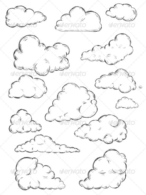 Clouds Sketch  #GraphicRiver Clouds Sketch, Decorative Symbols, Sketch Cloud, Cloud Tattoo Design, Cloud Illustration, Cloud Tattoo, Cartoon Clouds, Cloud Art, Cloud Drawing