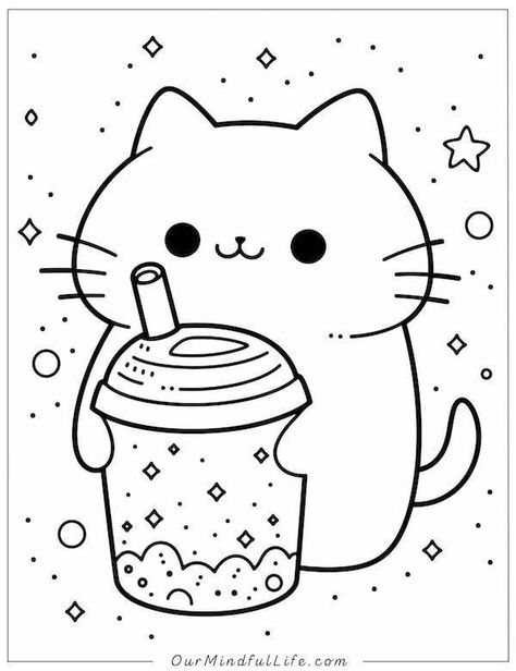 Cute Drawings Printable, Cute Colouring In Pages, Cute Drawings Cat, Cat Free Printable, Color Pages Free Printable, Coloring Book Pages Printables, Cat Colouring Pages, Cute Coloring Pages Free Printable, Color Book Pages