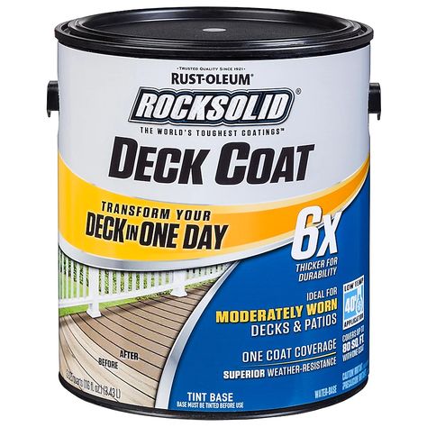 Rust-Oleum RockSolid Tintable Satin Solid Water-based Resurfacer (1-Gallon) in the Waterproofers & Sealers department at Lowes.com Grey Deck Paint, Deck Cleaner, Decks And Patios, Deck Restoration, Wood Primer, Deck Makeover, Deck Paint, Cool Deck, Rust Oleum