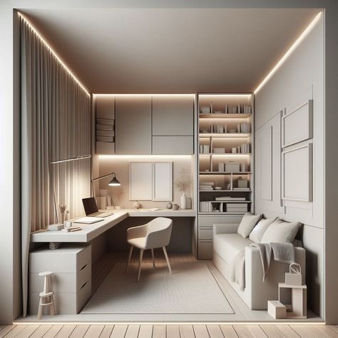 Study Room Minimalist Modern, Office Room Two Desks, Beige Aesthetic Office Space, Small Work Office Ideas Professional, Modern Home Office Design Minimalist, Home Office Em L, His And Her Office Space Home, Minimalist Study Room, Estudio Aesthetic