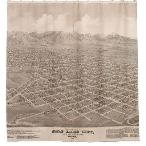 Vintage Pictorial Map of Salt Lake City (1875) Shower Curtain Restauration Hardware, Idaho Falls Temple, Walker House, Olson Kundig, Restoration Hardware Home, Stone Lighting, Mountain Hotel, Third Rail, Great Salt Lake