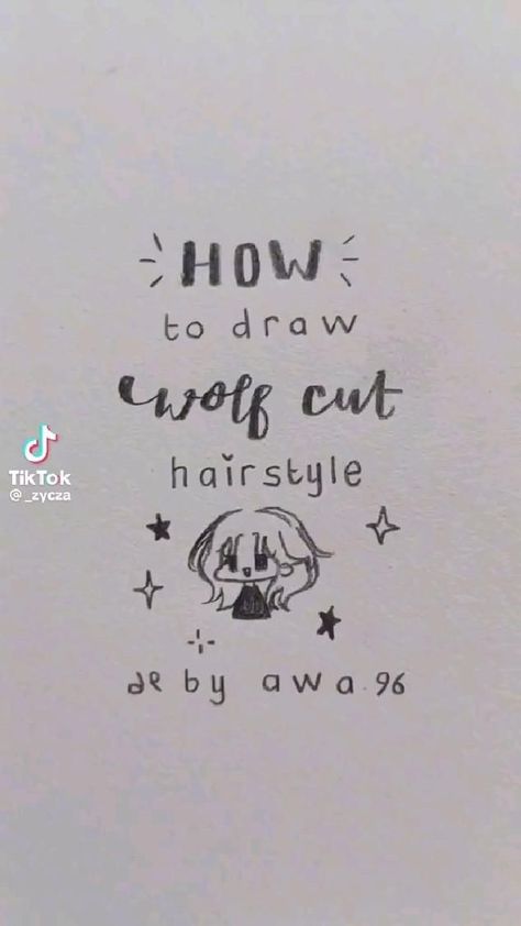 How To Draw Wolf, Draw Wolf, Wolf Cut Hairstyle, Drawing Hair Tutorial, Drawing Ideas List, Drawing Tutorial Face, Color Drawing Art, Creative Drawing Prompts, Wolf Cut