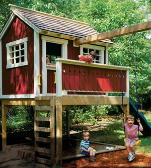 Adorable little tree house that would coordinate with our house Elevated Playhouse, Antique Boutique, Playhouse Plans, Tree House Diy, Backyard Playhouse, Build A Playhouse, Tree House Kids, Dress Photography, Tree House Designs