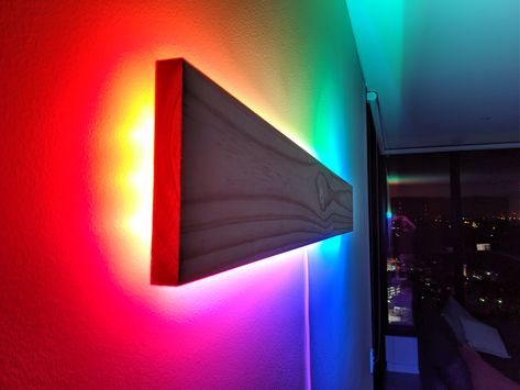 A super simple DIY project for creating a WiFi controlled RGB LED art display Wall Lights Diy, Wall Lamps Diy, Led Wall Decor, Lighting Diy, Led Lighting Diy, Led Wall Art, Led Diy, Led Wall Lamp, Diy Lamp